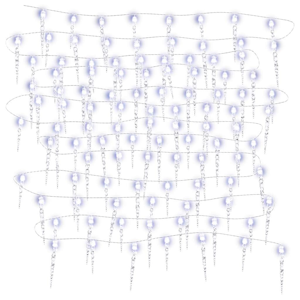 Weihnachts-Eiszapfen-Licht 200 LEDs Kaltweiß 20 m Acryl PVC Lichterkette Weihnachtsbeleuchtung für Innen- und Außenbereich Fenster Garten Balkon mit 8 Lichteffekten energiesparend