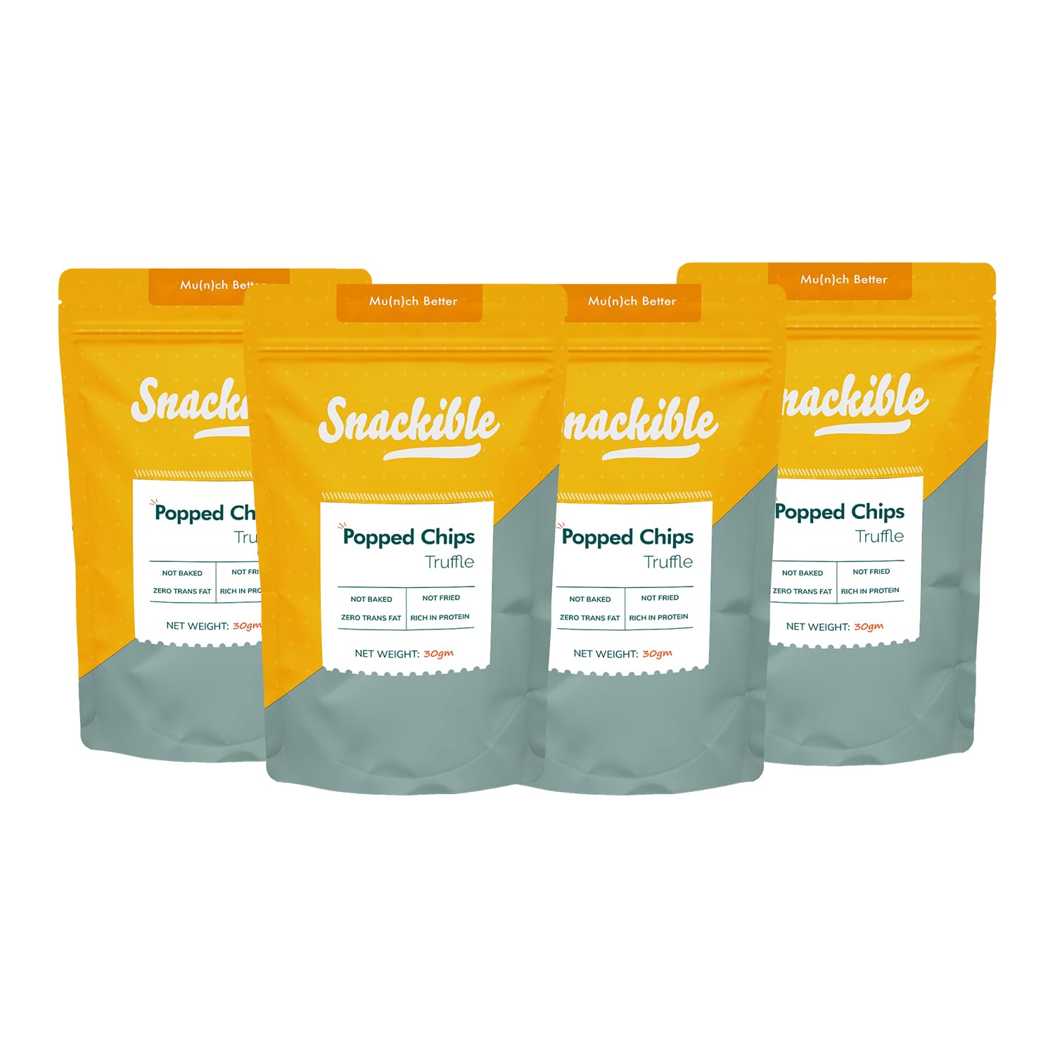 Snackible Truffle Chickpea Popped Chips (Pack of 4) - 30g | Healthy Snack | High Protein Snack | High Fibre Snack | Zero Cholestrol | No Palm Oil | No Trans Fat |-image-21