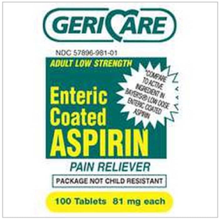 Buy Gericare Adult Enteric Coated Aspirin Tablets, Low Strength, 81mg