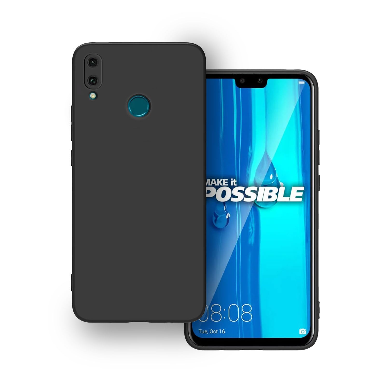 Plus Protection Matte Finished Back Cover Case for Huawei Y9 (2019) | Rubberized TPU | Slim Thin Soft Matte Flexible Matte Touch Shockproof - Matte Black