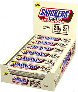 Snickers - White Chocolate Low Sugar Protein Bars | 12 x 57g Pack, Only 2g of Sugar per Bar, Hi Protein Energy Snack, 20g Protein