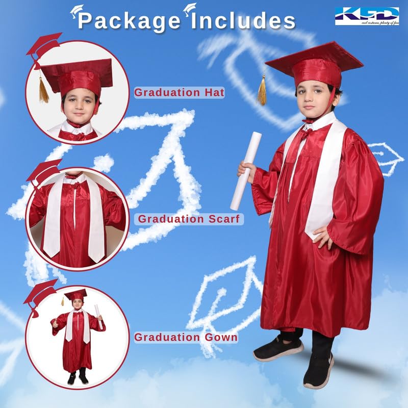 Image of Kaku Fancy Dresses Graduation Gown With Hat & Stole /Scarf | Degree Costume For Convocation Dress For Boys & Girls