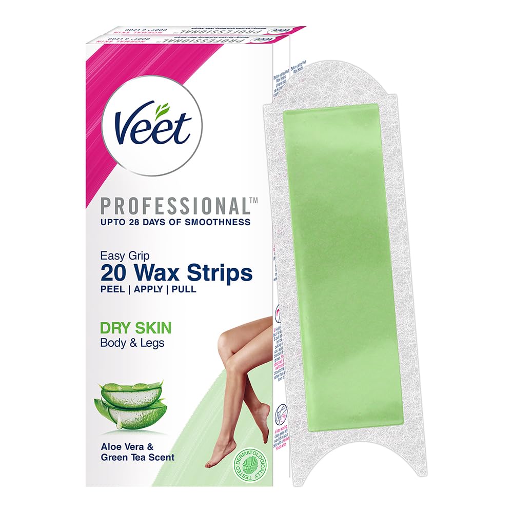 Professional Waxing Strips Kit for Dry Skin, 20 Strips (Pack of 2) | Gel Wax Hair Removal for Women | Up to 28 Days of Smoothness | No Wax Heater or Wax Beans Required
