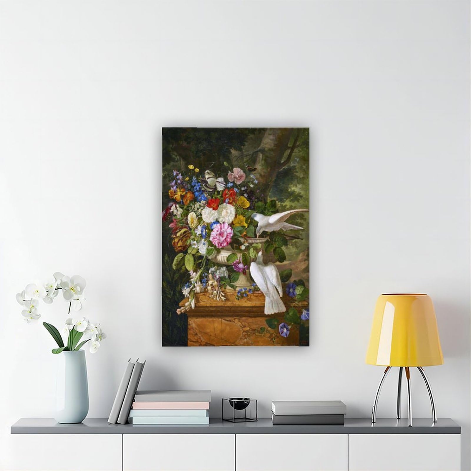 Amazon.com: François Lepage,Flowers in A Vase with Two Doves,art