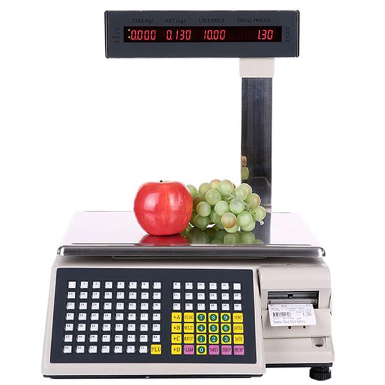 MYUYEE 30Kg Commercial Label Printing Scale With Pole Display, Dual Lcd Display, Printer For Supermarket & Retail Use (15Kg/5G)