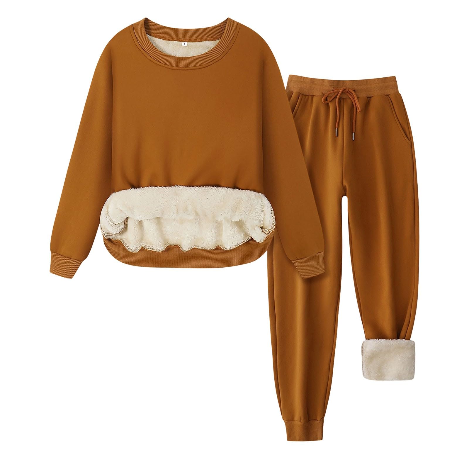 Chándal de invierno de forro polar con capucha y forro acogedor, conjunto de pantalones deportivos, ropa informal