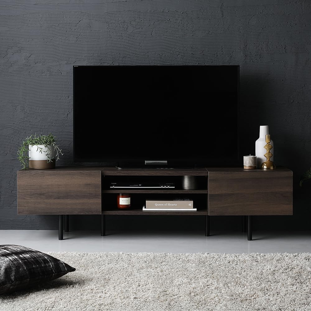 【9/7まで】※ほぼ新品｜RASIK テレビ台 55型 対応 150cm幅 ストーングレー ローボード ワイド 脚付き 収納 リビング TV台 Amazon｜RASIK テレビ台 55型 対応 150cm幅 ブラウン ローボード