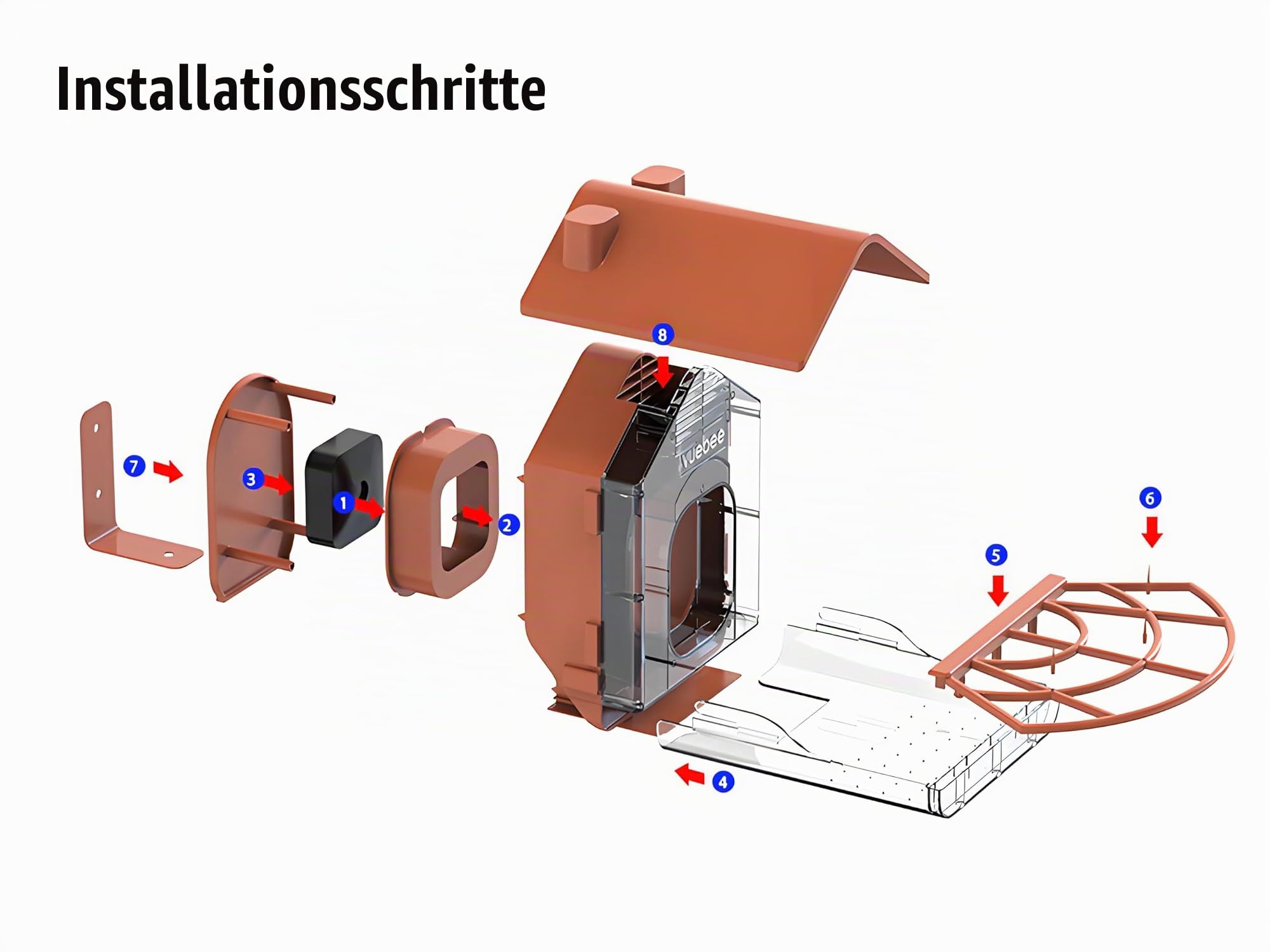 Vogelfutterhaus mit Kamera Haus Outdoor Kompatibel mit Blink Kamera Halterung Wetterfest Großes Fassungsvermögen 1.6LB Wildlife Monitoring (Ohne Kamera)