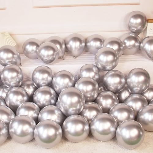 Globos de látex metálicos plateados de 5 pulgadas, pequeños globos de helio cromados para decoración de fiestas, paquete de 100