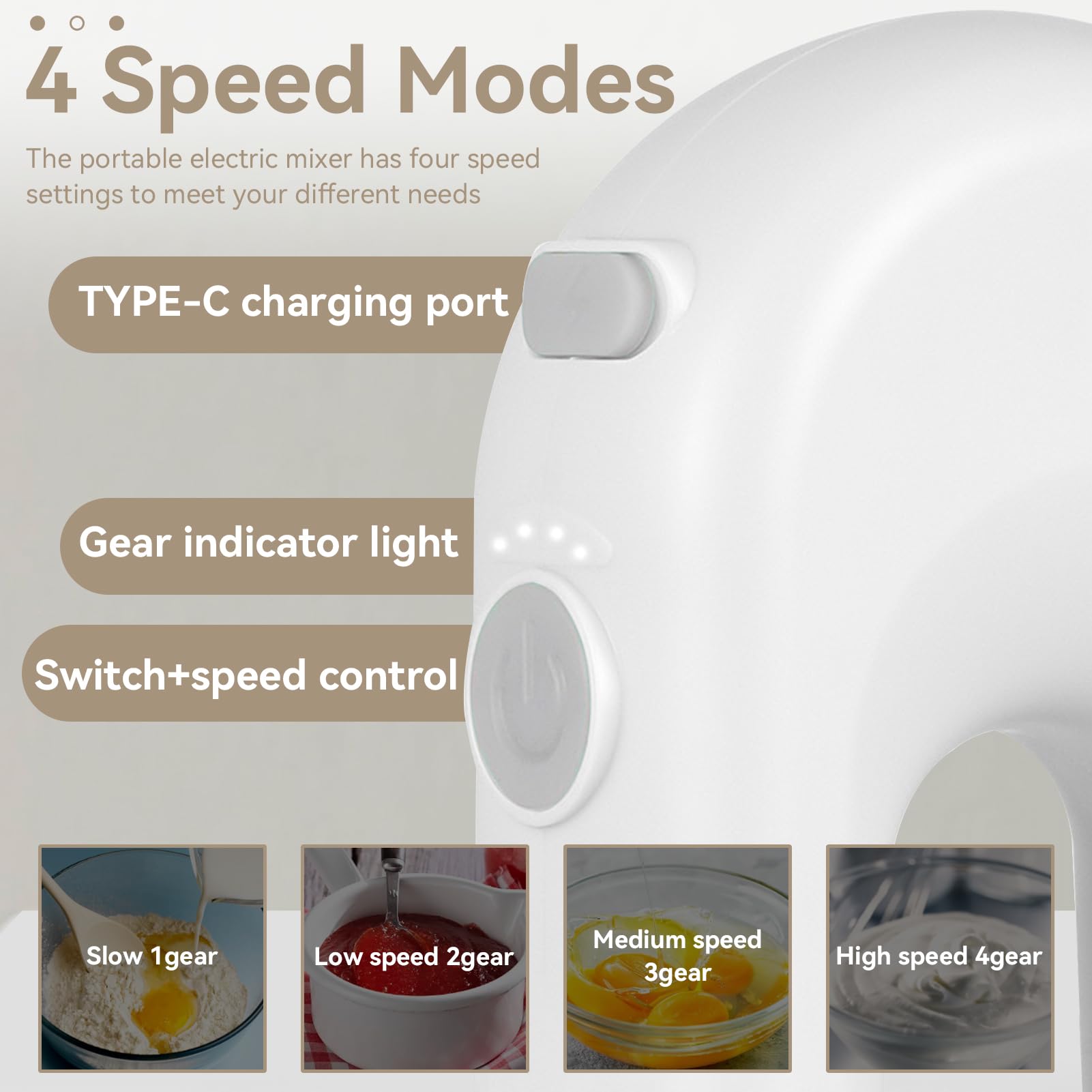 Frusta Elettrica Ricaricabile USB - 3 Velocità, Per Montare Uova, Mescolare Impasti, Verde - Foto 6