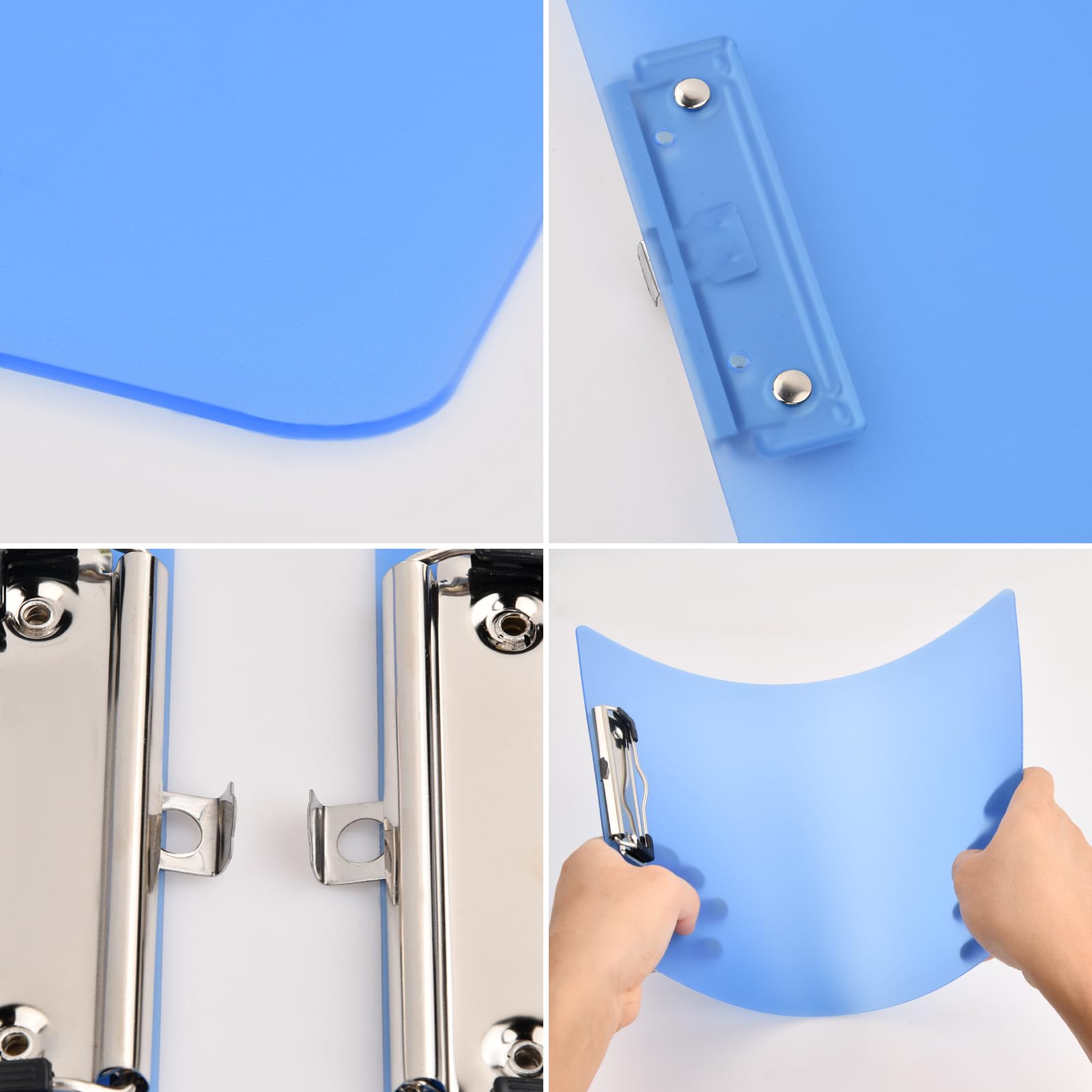 6 Pz Porta Blocco Morsetti A4, Cartella Portablocco A4, Blocco da Scrivania in Plastica con Morsetto in Metallo, Cartellina presentatore con Foro Appendibile per Ufficio, Cucina e Scuola (Trasparente)