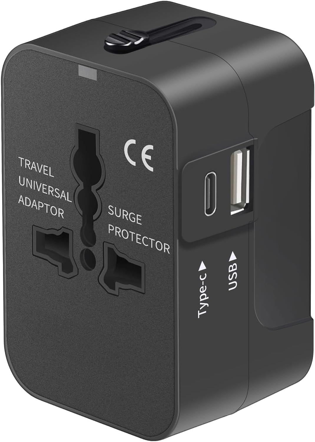 Raxon Innovation Universal Travel Adapter, International All in One Worldwide Travel Adapter with USB Ports with Multi Type Power Outlet USB 2.1A,100-250 Voltage (Black with 1 USB and 1 C-Type)-picture-48