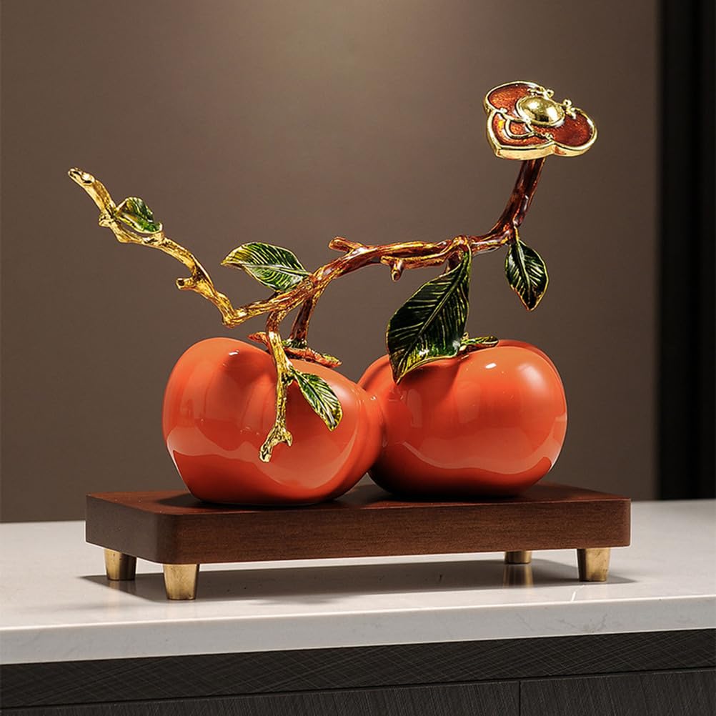 Ozdoby Rzeźba Ozdoby Persimmon, Statua Fengshui bogactwa i szczęścia, Rzeźba symbolu szczęścia, Żywiczna ozdoba na biurko dla domowego biura Ozdoby Feng Shui,B