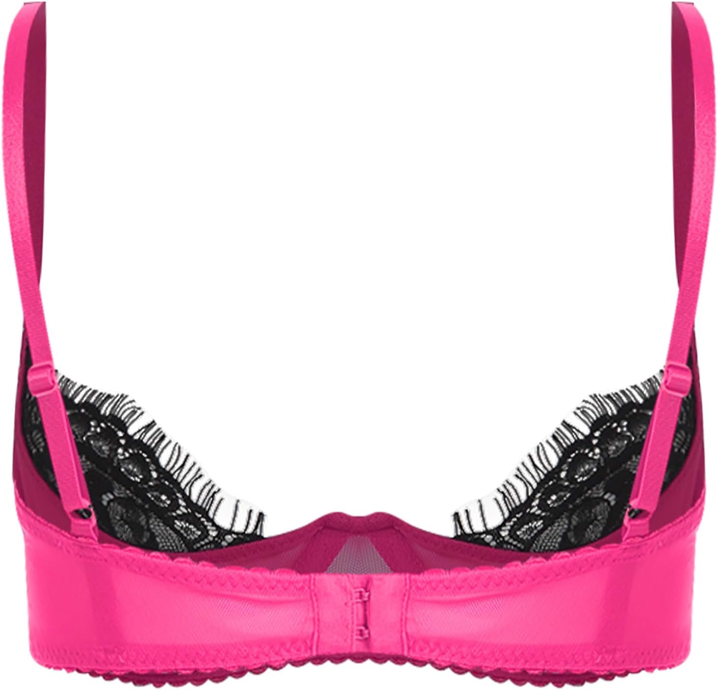 Jelory Women's Sexy 1/4 Cup Lace Bra Padded Unlined Underwire Push Up Demi Balconette Brassiere