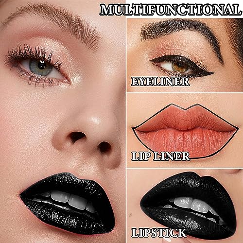 Duozeng 3 Pcs Lip Liner And Lipstick Set,Waterproof Black Matte Liquid Lipstick Lip Liner,Long Lasting Lip Gloss Halloween Gothic Makeup Set,Matte Lipstick Velvet Nude Lip Gloss Stain Lipgloss Makeup thumb #3