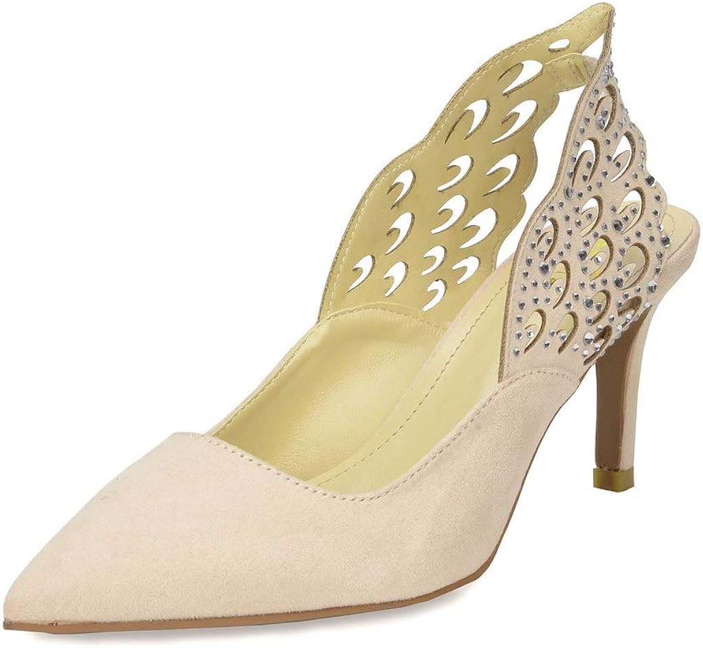 DREAM PAIRS Women's Wings Slingback Kitten Heels Dress Pump Shoes