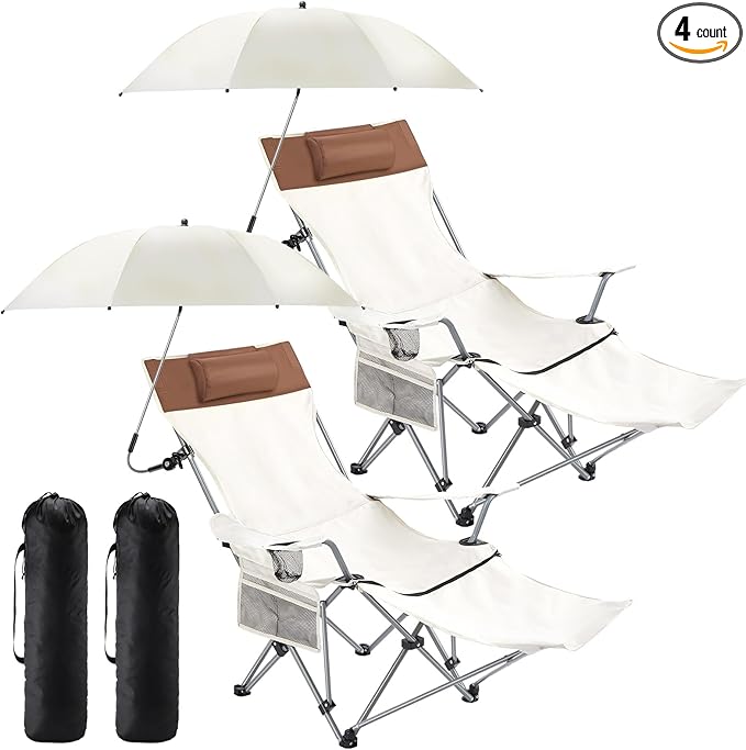 Seeloowy 2-Set Beach Chair with Umbrella