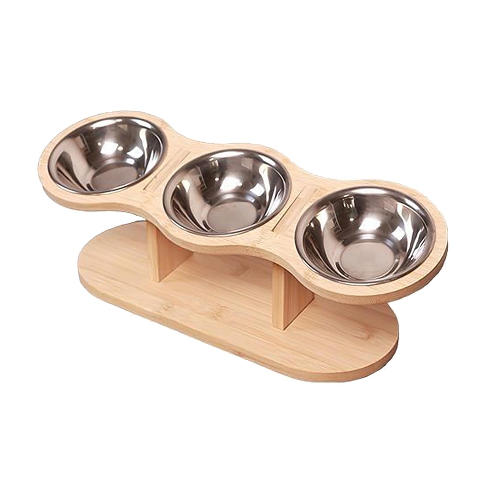 Gamelle surélevée inclinée chat support bois bol eau et croquettes