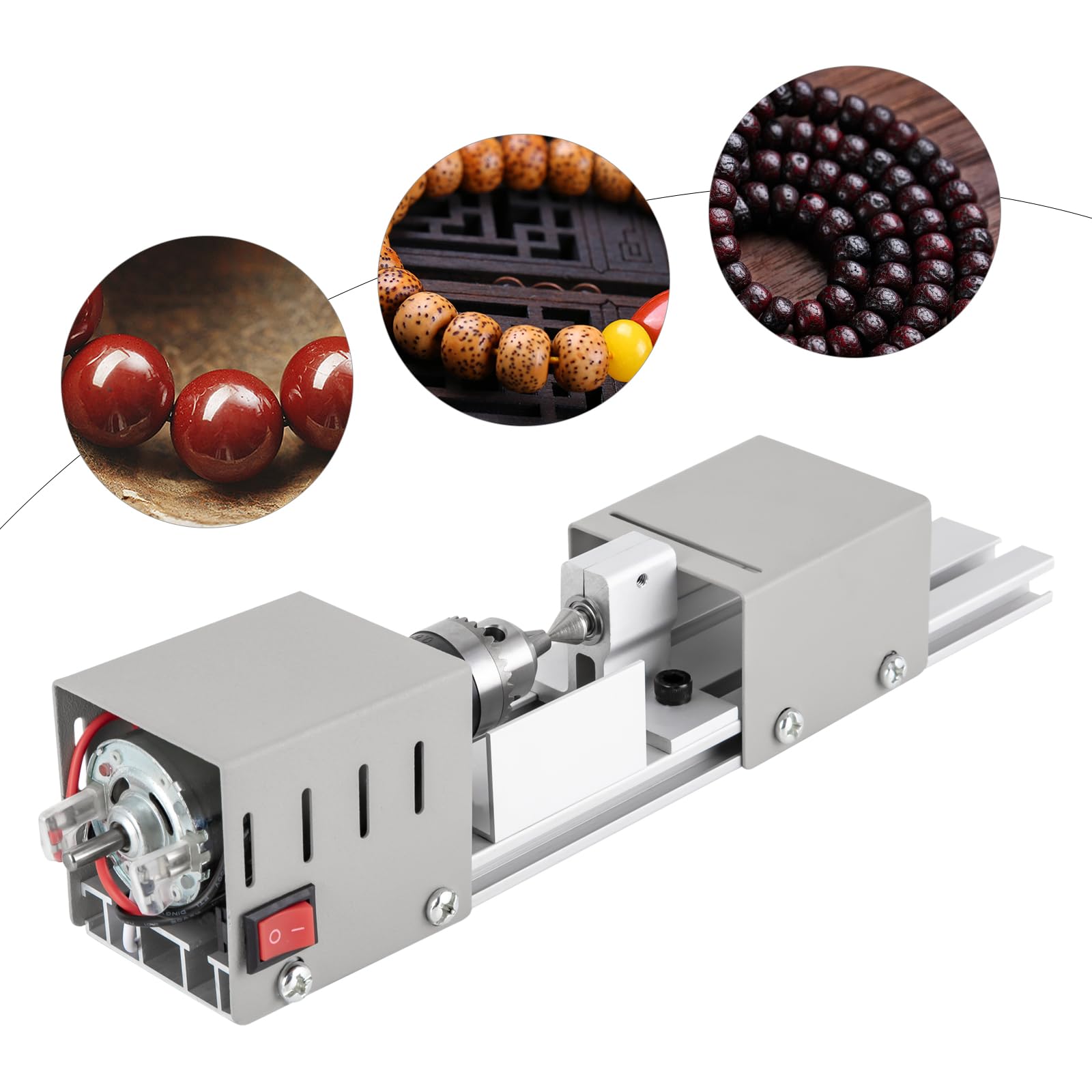Mini Drehmaschine | Mini Drehmaschine Perlen Poliermaschine | Metall-Fräs-Drehmaschine | Holz Lathe | 96W 24V Mini-Beads | 4000-9000U/min präzise Drehbank für Dreh, Einstech, Schleif und Schne