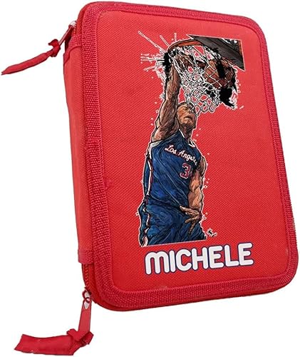 Astuccio Scuola per Personalizzato con Nome Zip Completo di 33 Pezzi portatutto Portapastelli Colorato di Penne Pastelli Pennarelli Righello Temperino Gomma Taccuino3 bambino