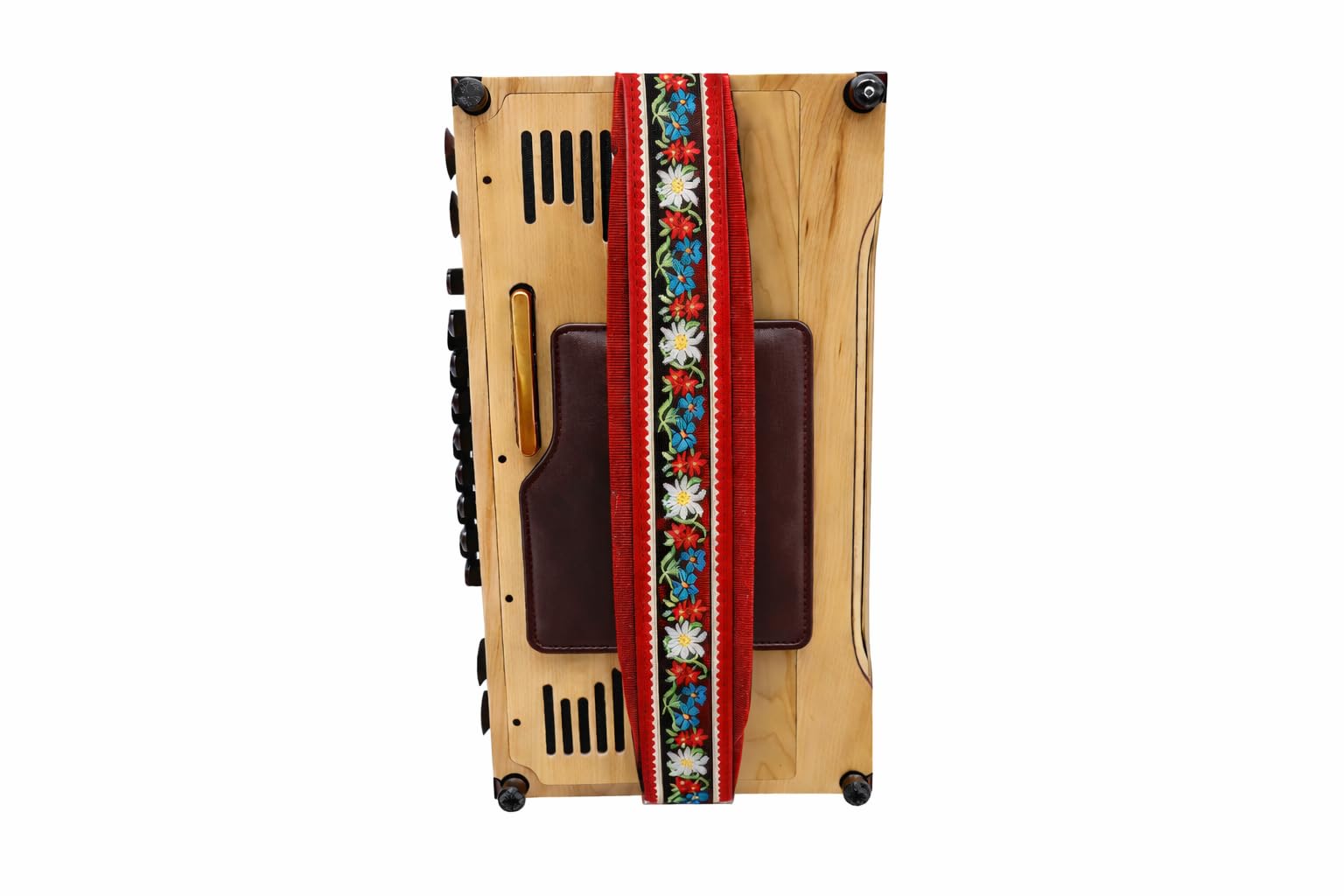 Steirische Harmonika Bassbodenleder Handgelenkschoner dunkelbraun – Variante 2 aus Echtleder – bequem, robust & passgenau – Zubehör für Bassseite, traditionell, hochwertig verarbeitet