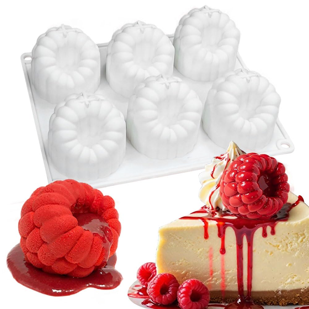 Silikon-Dessertform 6 Mulden Himbeer-Muster - Flexible Backform Für Schokolade & Mousse