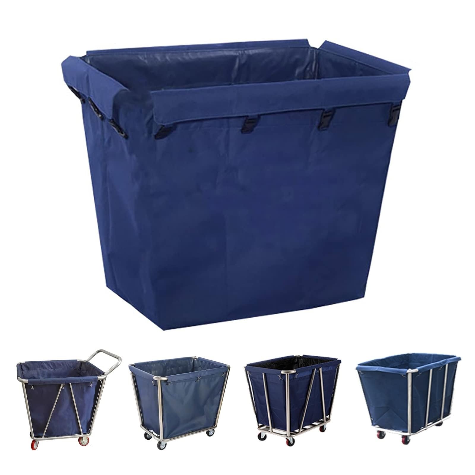 Borsa di ricambio for cesto della biancheria extra grande, in tessuto Oxford, borsa for carrello della biancheria commerciale, gancio in ferro metallico lavabile in lavatrice(Blue,Plastic lock)