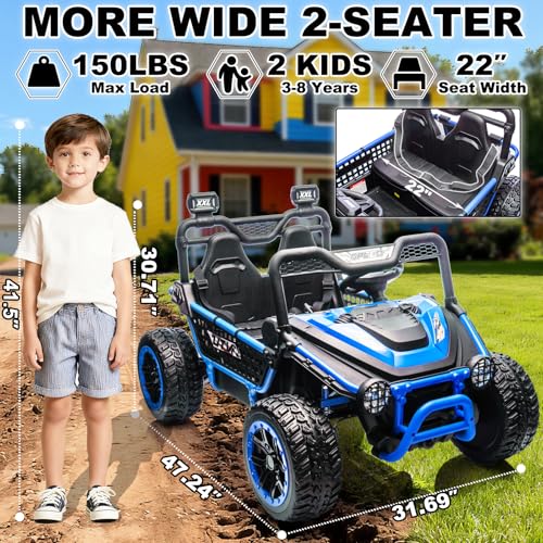 NEWQIDA XXL 24V 2-Seater Kids UTV Ride on Toys for Big Kids with Remote Control, 4WD Off-Road Electric Ride On Car w/Met - Additional View