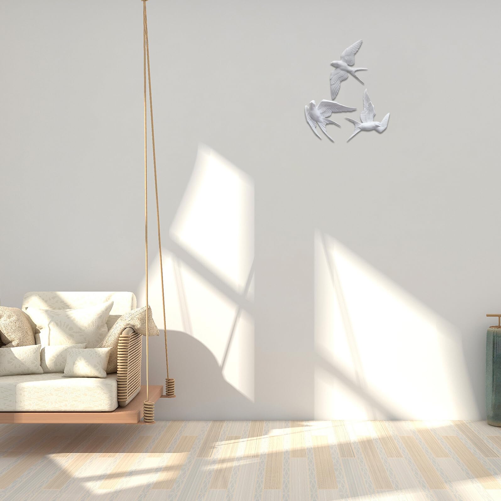 Yardwe 3 Stück 3D Schwalben Wanddekoration Aus Kunstharz - Realistische Vogel Wanddeko Für Wohnzimmer Esszimmer Flur Nordischer Stil Wandkunst
