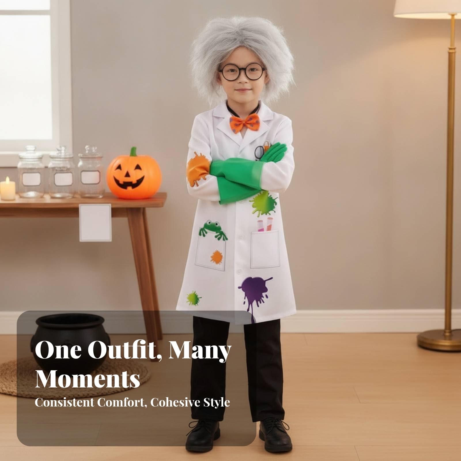 Set di Costumi da Scienziato Realistico Colorato, Costume da Scienziato con Accessori, Resistente, per Carnev, Recite Scolastiche