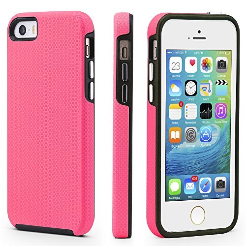 CellEver Case for iPhone 5/5s/SE (1st Gen 2016 Edition) - Dual Guard Series, Military Grade Protection, Ultra Slim, Sturdy Shock Absorbent Phone Cover (Pink)