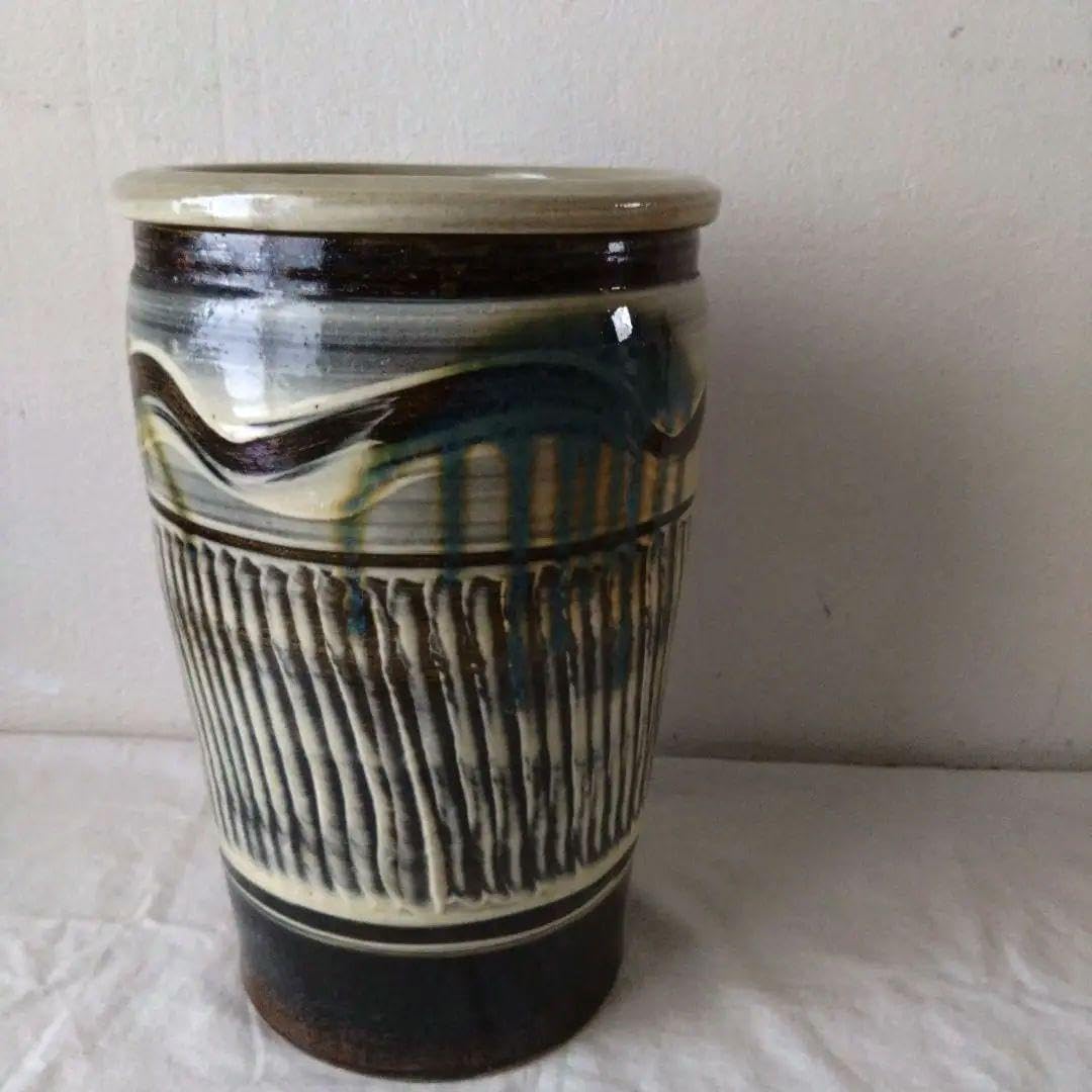 Amazon.co.jp: 小鹿田焼 傘立て 睡蓮鉢 メダカ鉢 小石原焼 刷毛目 飛び