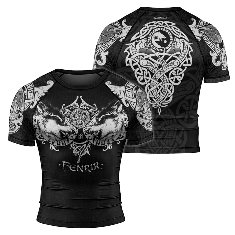 Viking Men’s Short Sleeve Compression Rash Guard BJJ MMA Grappling Base Layer Combat Shirts