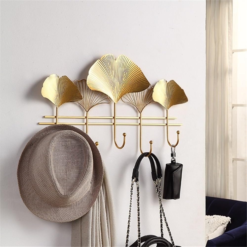 Kleiderhaken Wand Kreative Wandgarderobe Metall-Kleiderhaken for den Eingangsbereich ohne Löcher Wandgarderobe(Gold,Mittel)