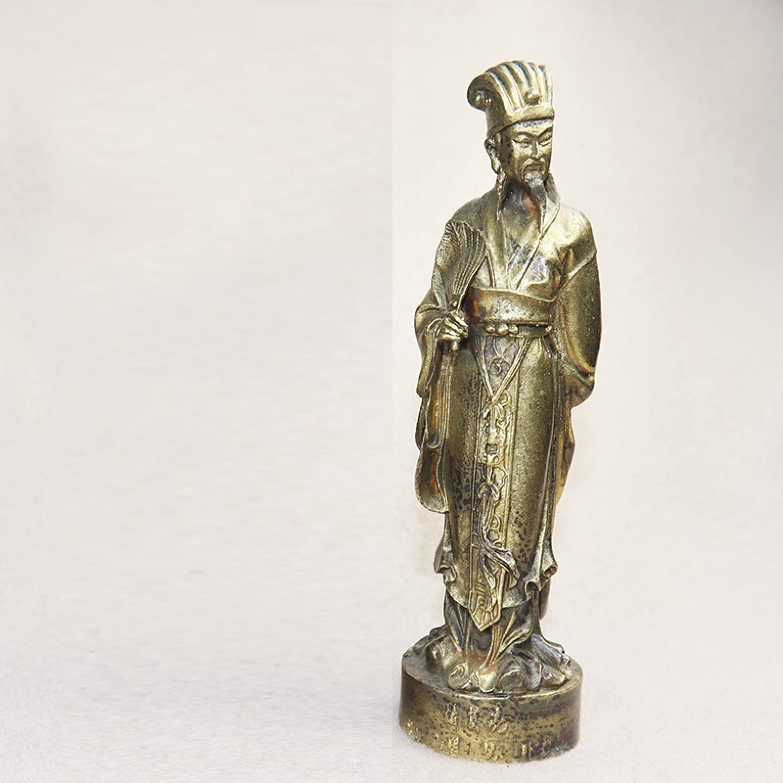 Figurine Statues Ornament Sculpture Home decoration Brass Zhuge Liang Figures Copper Historical Classical Character Figurines Desktop Decorations Ornaments Crafts,Gold Color (Color : Gold Color)
