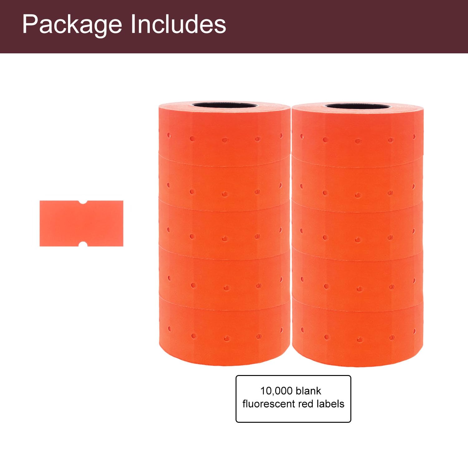 Motex 1 étiquette vierge – 10 000 étiquettes de prix et de date rouges fluorescents pour pistolet à fusil MX-5500 et Perco 1 Line