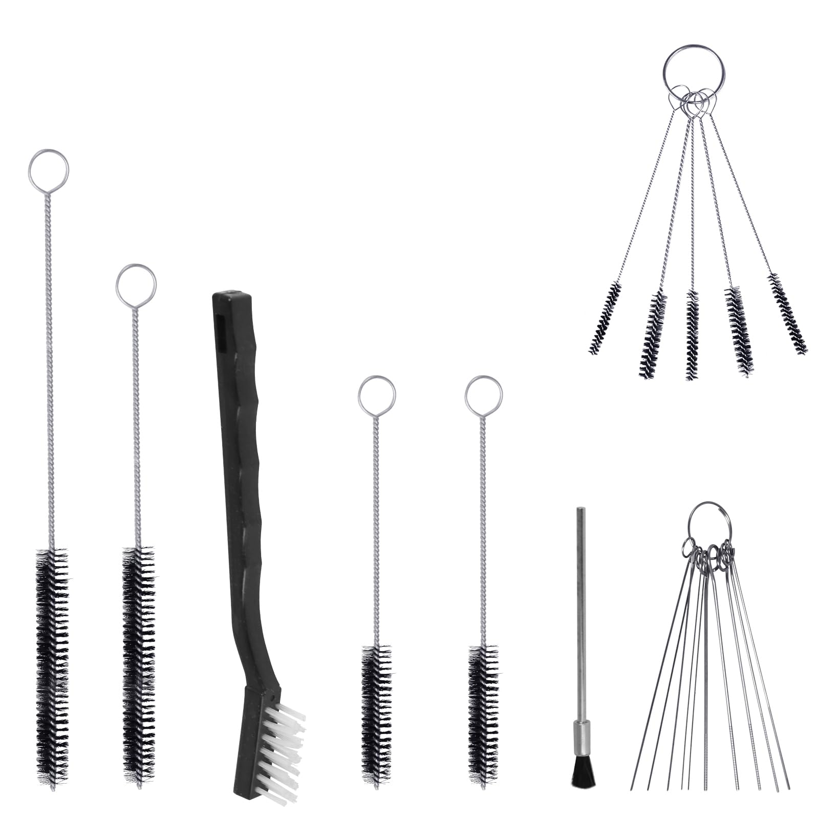 17pcs Multi-Purpose Spray Gun Cleaning Kit,Nylon Brushes Paint Gun Cleaning Kit Mini Brushes & Needles for Clean Airbrush Nozzles Spray Guns Tattoo Equipment (17)