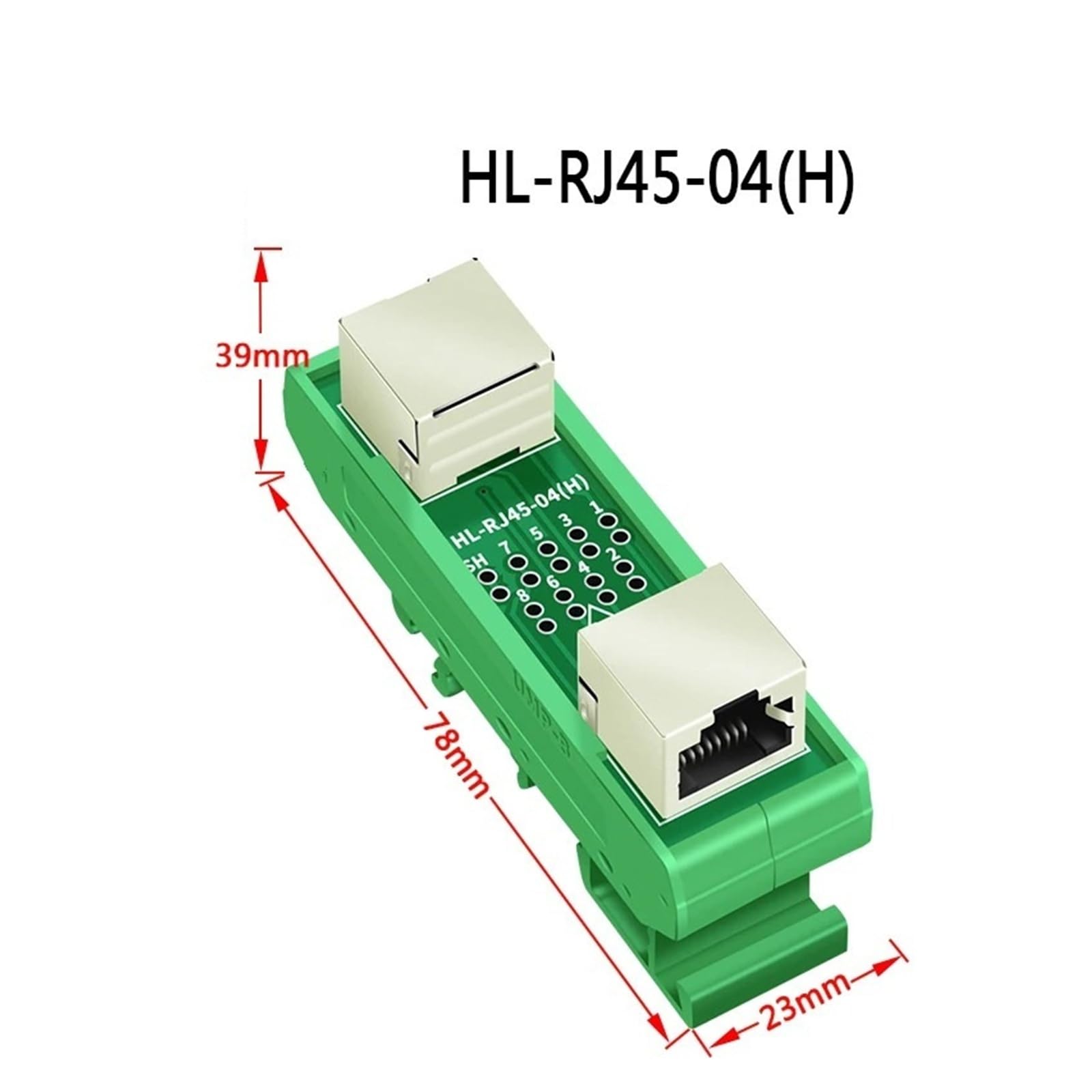 Adapter rozgałęźnika RJ45 żeński do montażu na szynie DIN RJ45 45 stopni rozdzielacz RJ45 (HL-RJ45-04-H)