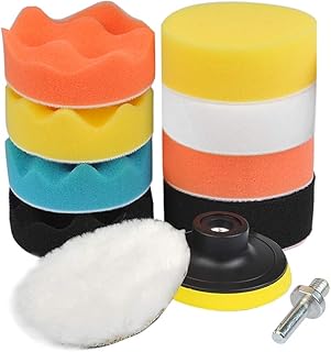 10pcs Car Polishing Pad Kit, Car Polishing Disc Woolen Buffer Pads with M10 Drill Adapter, Buffing Foam Sponge Pad for Car Sanding, Polishing, Waxing, Sealing Glaze, 3inch