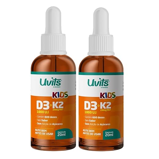 2x Vitamina Kids D3 K2 Gotas 600 Doses 20ml - Uvits