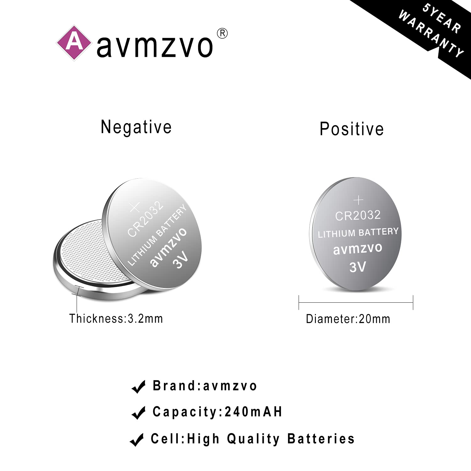 CR2032, 3 V, 16 litowych baterii guzikowych CR 2032, 16 szt. (5 lat ) (2032-16p)