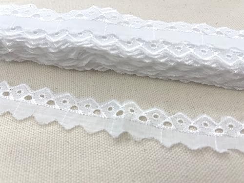 Miniatura 9 de AMORNPHAN 15 yardas de ancho 0.75 pulgadas de ancho con ojales de algodón blanco con ribete de encaje, tela bordada floral, mantel, mantas,