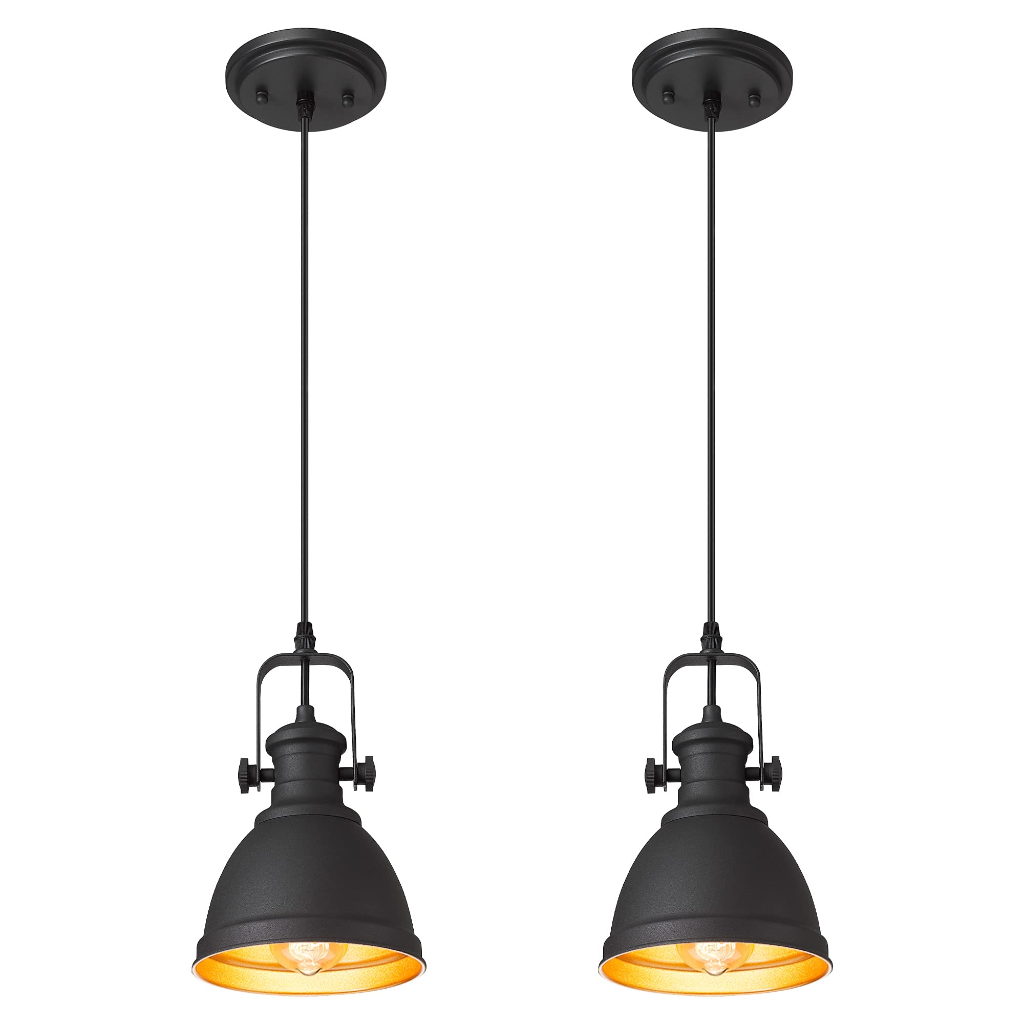 Modern Pendant Light, Set of 2 Hanging Light Fixtures, Black Pendant Lighting for Kitchen Island, AD-2151-1P2