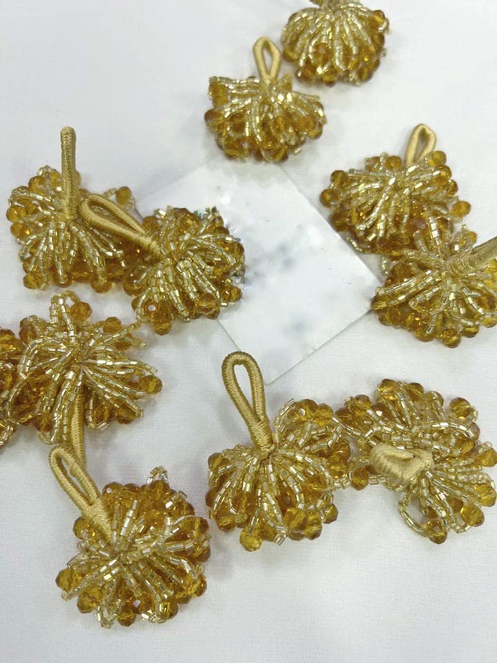 Lacesnmore Golden Latkan for Blouse Cutdana Beads Tassels Hanging latkan for Saree Blouse Dupatta Corner DIY Crafting Design (Pack of 6) 1