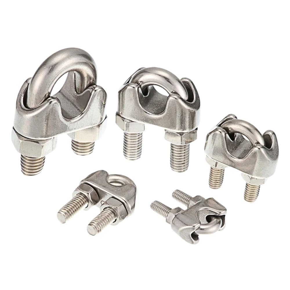Morsetto per funi metalliche a U, Clip for fune metallica con bullone a U in acciaio inossidabile, 10 pezzi, dimensioni multiple(M12)