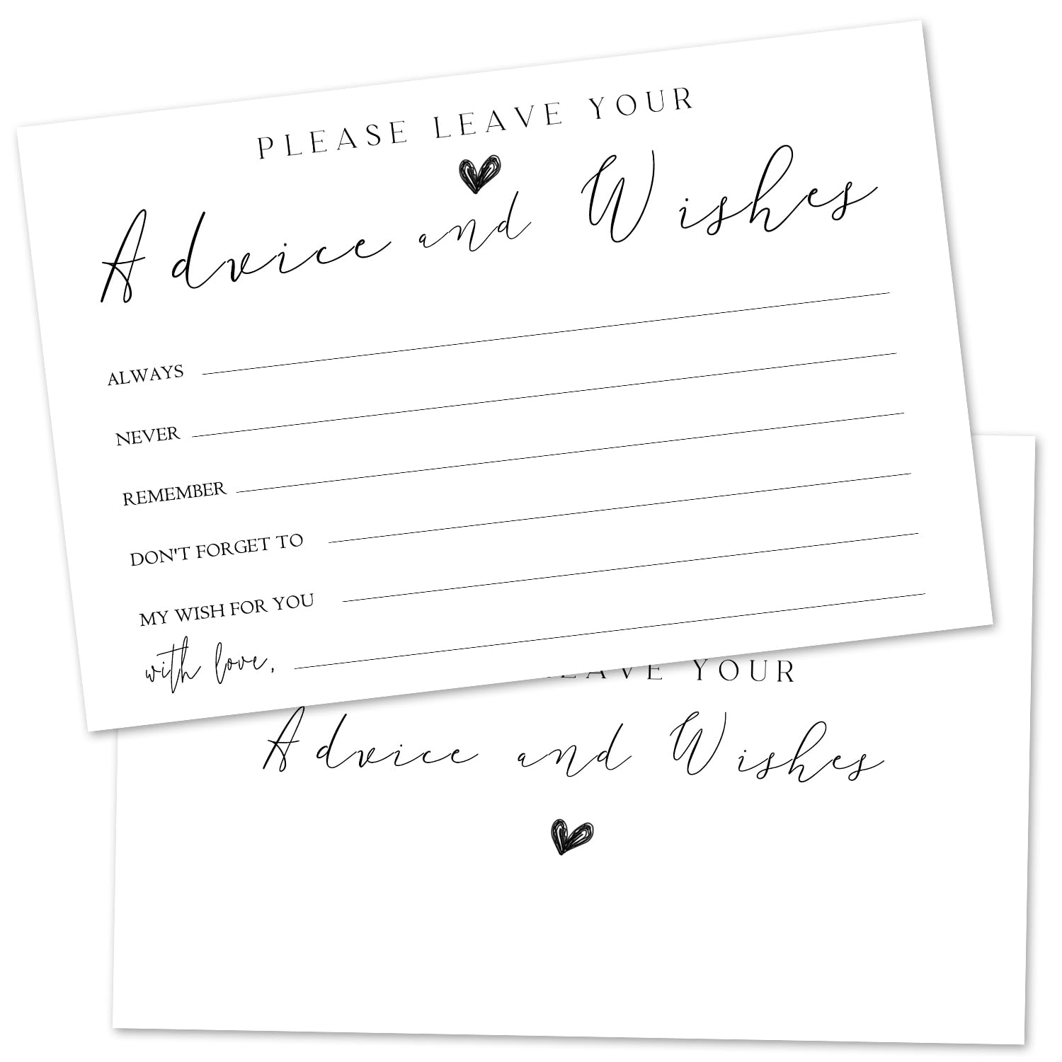 ZARYFANCHY White Advice And Wishes Cards For The Mr And Mrs, Blank Well Wishes For Bridal Shower, Baby Shower And Graduation Party, Wedding Advice