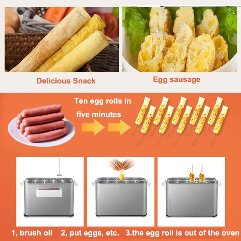 Macchina elettrica per uova e salsicce, macchina automatica per la colazione per omelette e involtini di uova, strumento di cottura rapido per pasti facili