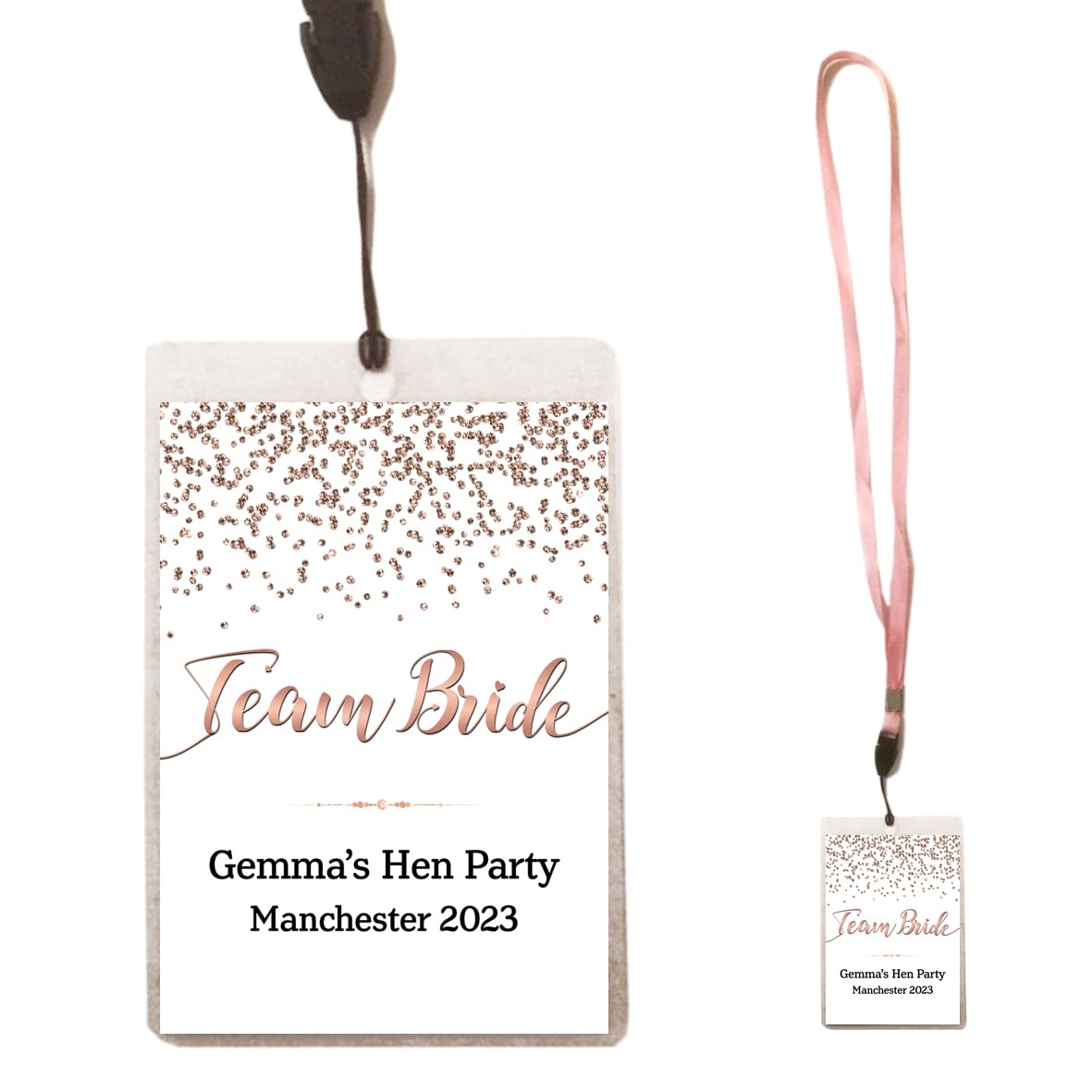 The Retouch Oasis * Personalised TEAM BRIDE PINK LANYARD + Badge/card - Hen Night Party