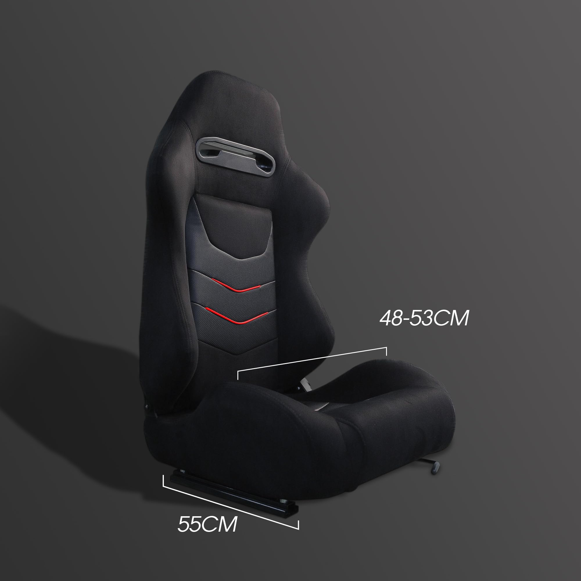M MODAUTO Semibaquet H-E Alcántara y Detalle en Rojo,Adaptable para Coches.Ríeles Incluidos,Asiento Conductor,Asiento Deportivo(N650/Copiloto)