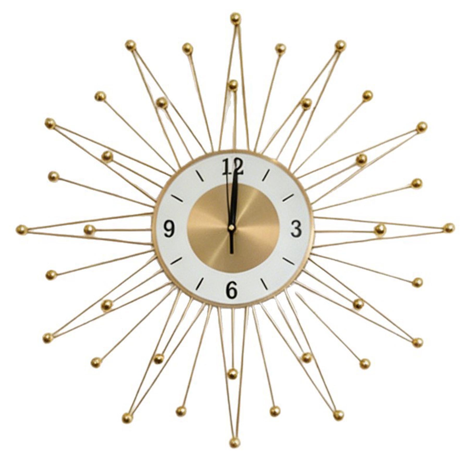 Rozhuhro Gold Wall Clock 20 Inch Sunburst, Modern Silent Non-Ticking Creativity Decoration Wall Clocks, Mid Century Art Wall Clocks Battery Operated, for Living Room Kitchen Office,Gold,50CM
